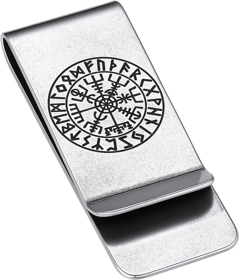 ChainsHouse Stainless Steel Money Clip Slim Wallet Credit Business Card Holder for Men, Wallet Charms Gift for Father Dad Husband - Image 1